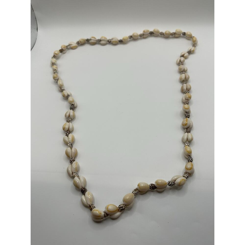 Vintage Cowrie Shell Necklace Beach Natural Seashell Sea Choker Boho 32”